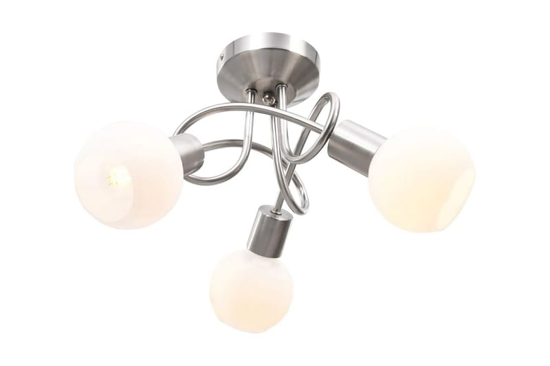 Taklampa med keramikskärmar för 3 E14-lampor vit klot - Vit - Kökslampa & pendellampa - Sovrumslampa - Fönsterlampa hängande