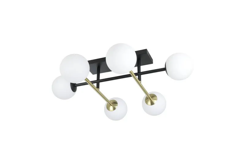 Takbelysning Eglo Paz Opalvit/Svart Mässing med 6 Lampor