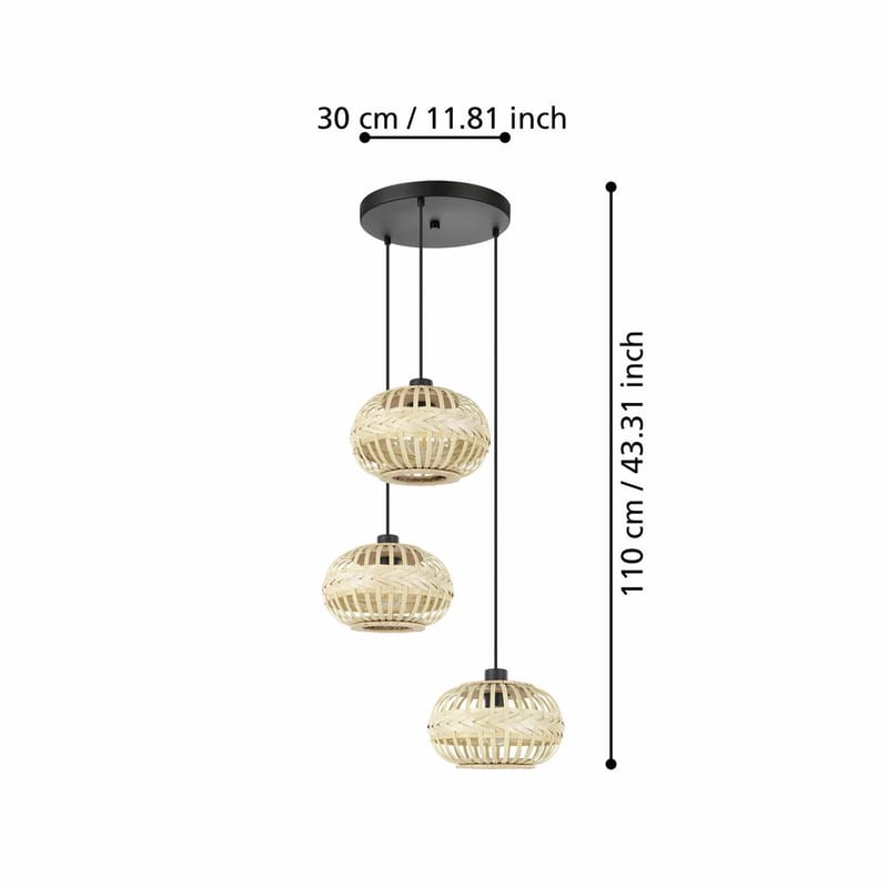 Taklampa Amsfield Rund med 3 Lampor - 48 cm - Belysning - Inomhusbelysning & lampor - Fönsterlampor & fönsterbelysning - Fönsterlampa hängande