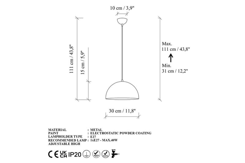 Taklampa Brena Rany Enkelt Uttag - 30 x 30 x 111 cm - Belysning - Inomhusbelysning & lampor - Fönsterlampor & fönsterbelysning - Fönsterlampa hängande