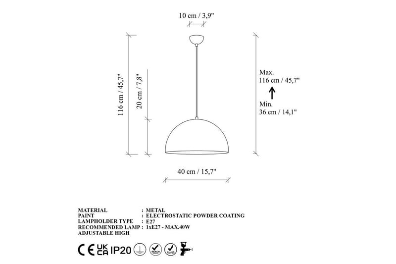 Taklampa Brena Rany Enkelt Uttag - 40 x 40 x 116 cm - Belysning - Inomhusbelysning & lampor - Fönsterlampor & fönsterbelysning - Fönsterlampa hängande