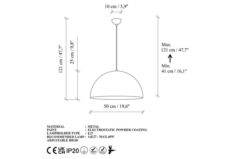 Taklampa Brena Rany Enkelt Uttag - 50 x 50 x 121 cm - Belysning - Inomhusbelysning & lampor - Fönsterlampor & fönsterbelysning - Fönsterlampa hängande