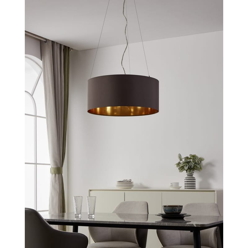 Taklampa Maserlo med 3 lampor - Matt nickel/cappuccino - Belysning - Inomhusbelysning & lampor - Fönsterlampor & fönsterbelysning - Fönsterlampa hängande