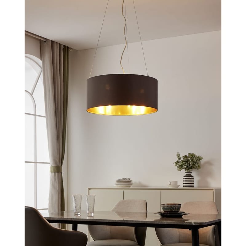 Taklampa Maserlo med 3 lampor - Matt nickel/cappuccino - Belysning - Inomhusbelysning & lampor - Fönsterlampor & fönsterbelysning - Fönsterlampa hängande