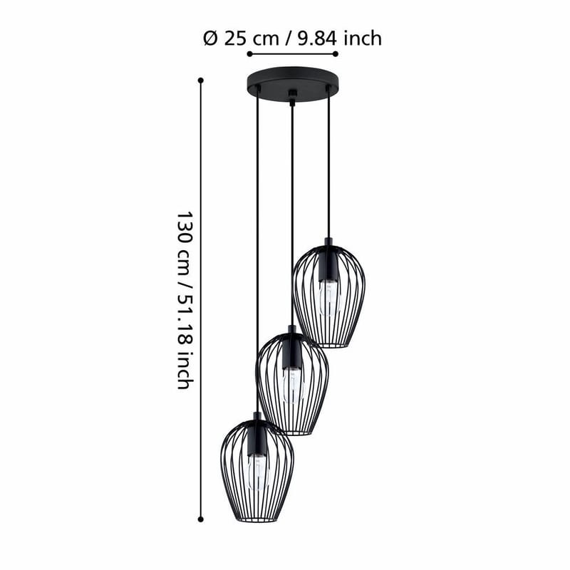Taklampa Newtown Rund med 3 Lampor - 38 cm - Belysning - Inomhusbelysning & lampor - Fönsterlampor & fönsterbelysning - Fönsterlampa hängande