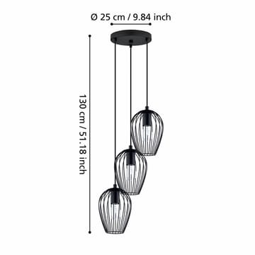 Taklampa Newtown Rund med 3 Lampor - 38 cm - Belysning - Inomhusbelysning & lampor - Fönsterlampor & fönsterbelysning - Fönsterlampa hängande