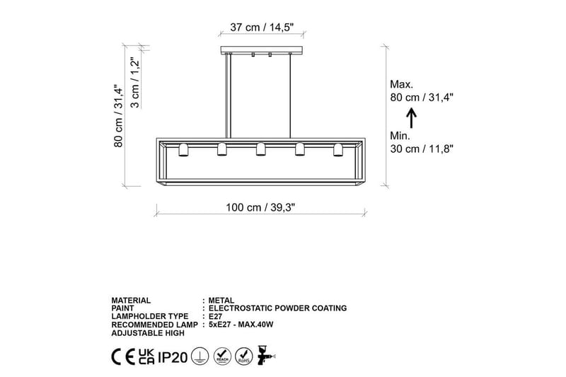 Taklampa Orika Horisontell Svart - Svart - Belysning - Inomhusbelysning & lampor - Fönsterlampor & fönsterbelysning - Fönsterlampa hängande