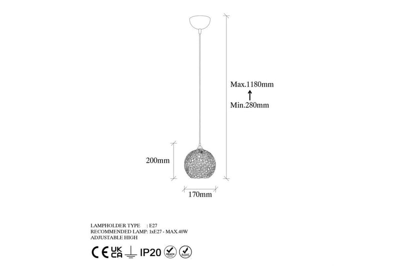 Taklampa Souvik Svart - 17 x 17 x 118 cm - Belysning - Inomhusbelysning & lampor - Fönsterlampor & fönsterbelysning - Fönsterlampa hängande