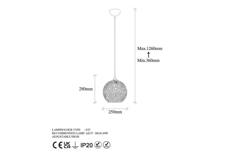 Taklampa Souvik Svart - 25 x 25 x 126 cm - Belysning - Inomhusbelysning & lampor - Fönsterlampor & fönsterbelysning - Fönsterlampa hängande