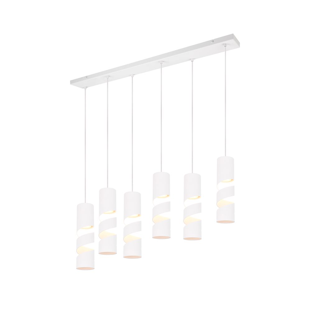 Taklampa Stream - 6 lampor, Mattvit