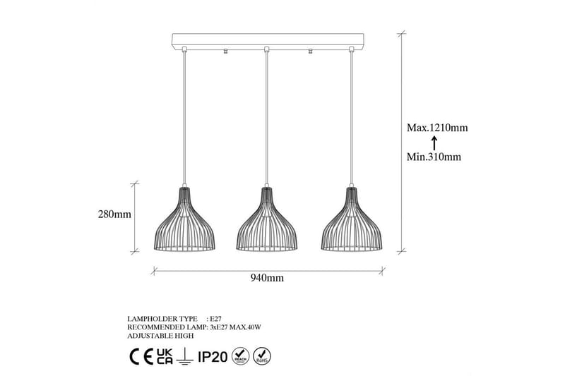 Taklampa Talnor Horizontal Three - Brons/Svart - Belysning - Inomhusbelysning & lampor - Fönsterlampor & fönsterbelysning - Fönsterlampa hängande