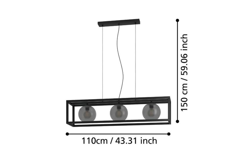 Takpendel Eglo Arangona Svart/Grå Ram med 3 Lampor - Belysning - Inomhusbelysning & lampor - Fönsterlampor & fönsterbelysning - Fönsterlampa hängande