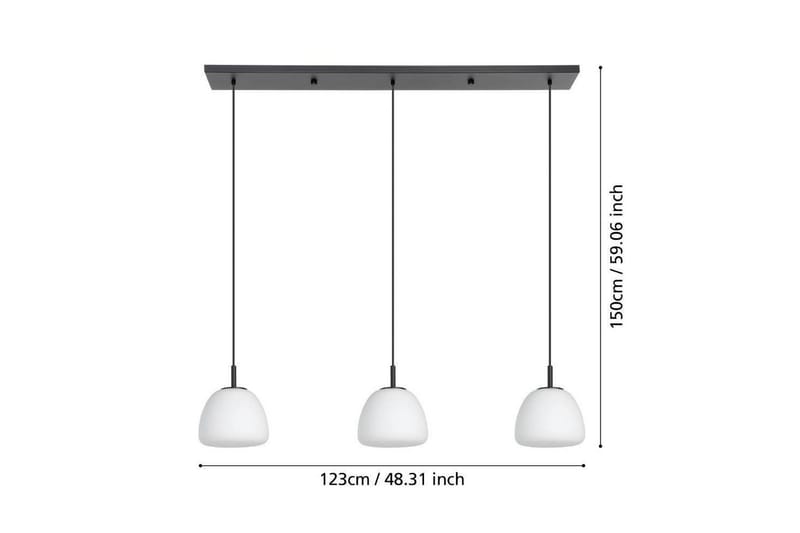 Takpendel Eglo Balmes Svart/Opalvit med 3 Lampor - Belysning - Inomhusbelysning & lampor - Fönsterlampor & fönsterbelysning - Fönsterlampa hängande