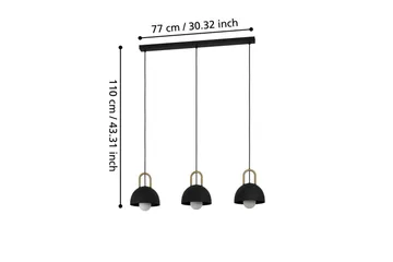 Takpendel Eglo Calmanera med 3 Lampor Svart, Mässing - Svart/Mässing - Belysning - Inomhusbelysning & lampor - Fönsterlampor & fönsterbelysning - Fönsterlampa hängande