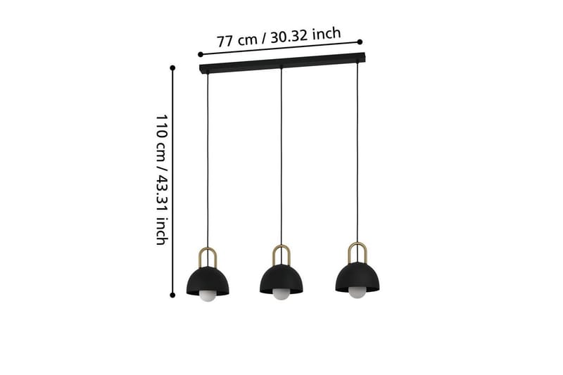 Takpendel Eglo Calmanera med 3 Lampor Svart, Mässing - Svart/Mässing - Belysning - Inomhusbelysning & lampor - Fönsterlampor & fönsterbelysning - Fönsterlampa hängande