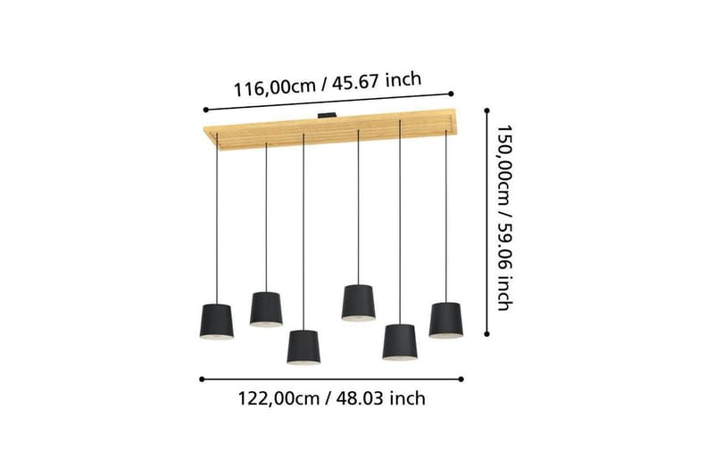 Takpendel Eglo Camarioca Svart/Trä med 5 Lampor - Belysning - Inomhusbelysning & lampor - Fönsterlampor & fönsterbelysning - Fönsterlampa hängande