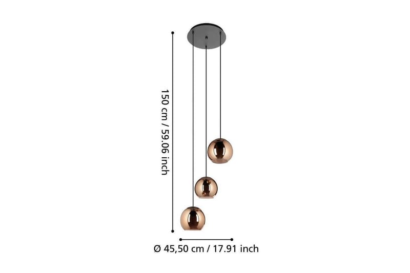 Takpendel Eglo Cordoba Rondell Svart/Koppar med 3 Lampor - Belysning - Inomhusbelysning & lampor - Fönsterlampor & fönsterbelysning - Fönsterlampa hängande