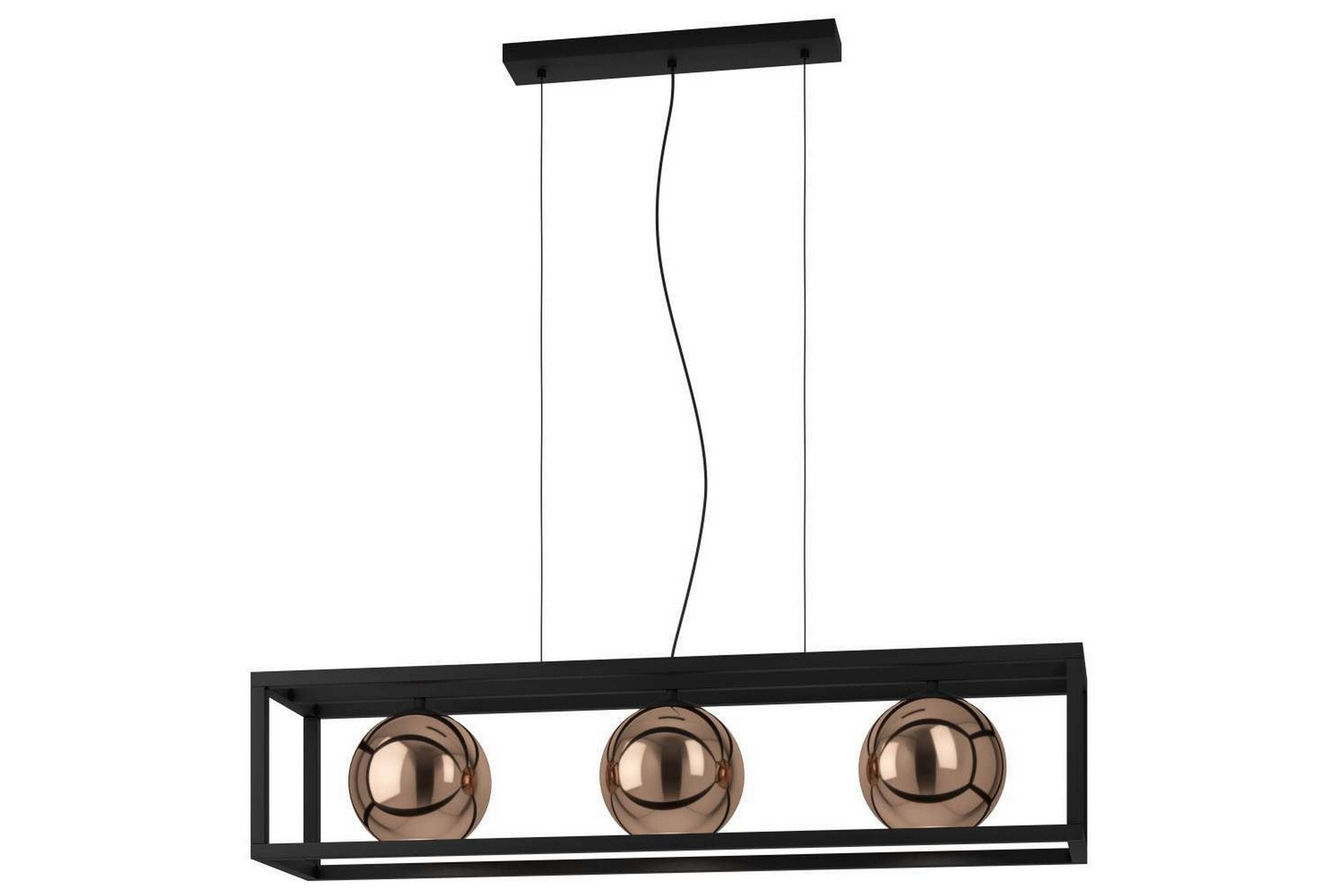 Takpendel Eglo Cordoba Svart/Koppar Ram med 3 Lampor -