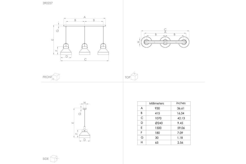 Takpendel Eglo Estepona Grå med 3 Lampor - Belysning - Inomhusbelysning & lampor - Fönsterlampor & fönsterbelysning - Fönsterlampa hängande