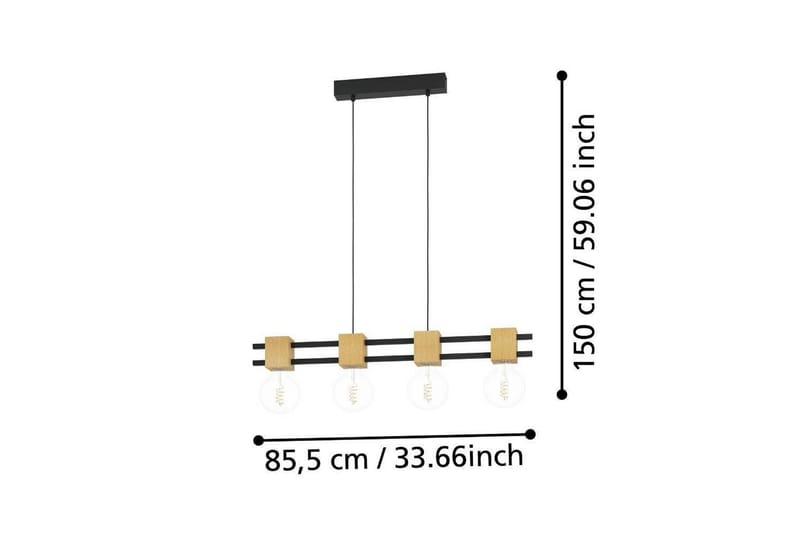 Takpendel Eglo Levantara Svart/Trä med 4 Lampor - Belysning - Inomhusbelysning & lampor - Fönsterlampor & fönsterbelysning - Fönsterlampa hängande
