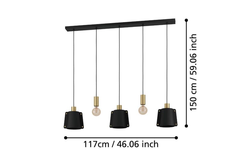 Takpendel Eglo Majagua Svart/Mässing med 5 Lampor - Belysning - Inomhusbelysning & lampor - Fönsterlampor & fönsterbelysning - Fönsterlampa hängande