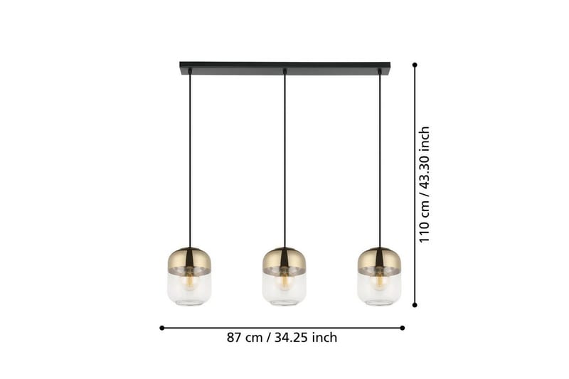 Takpendel Eglo Maryvilla med 3 Lampor - Svart/Brons/Guld/Gul - Belysning - Inomhusbelysning & lampor - Fönsterlampor & fönsterbelysning - Fönsterlampa hängande