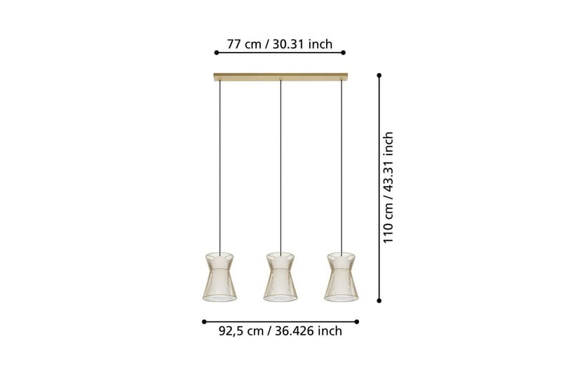 Takpendel Eglo Maseta med 3 Lampor Guldfärgad Vit - Vit/Guld - Belysning - Inomhusbelysning & lampor - Fönsterlampor & fönsterbelysning - Fönsterlampa hängande