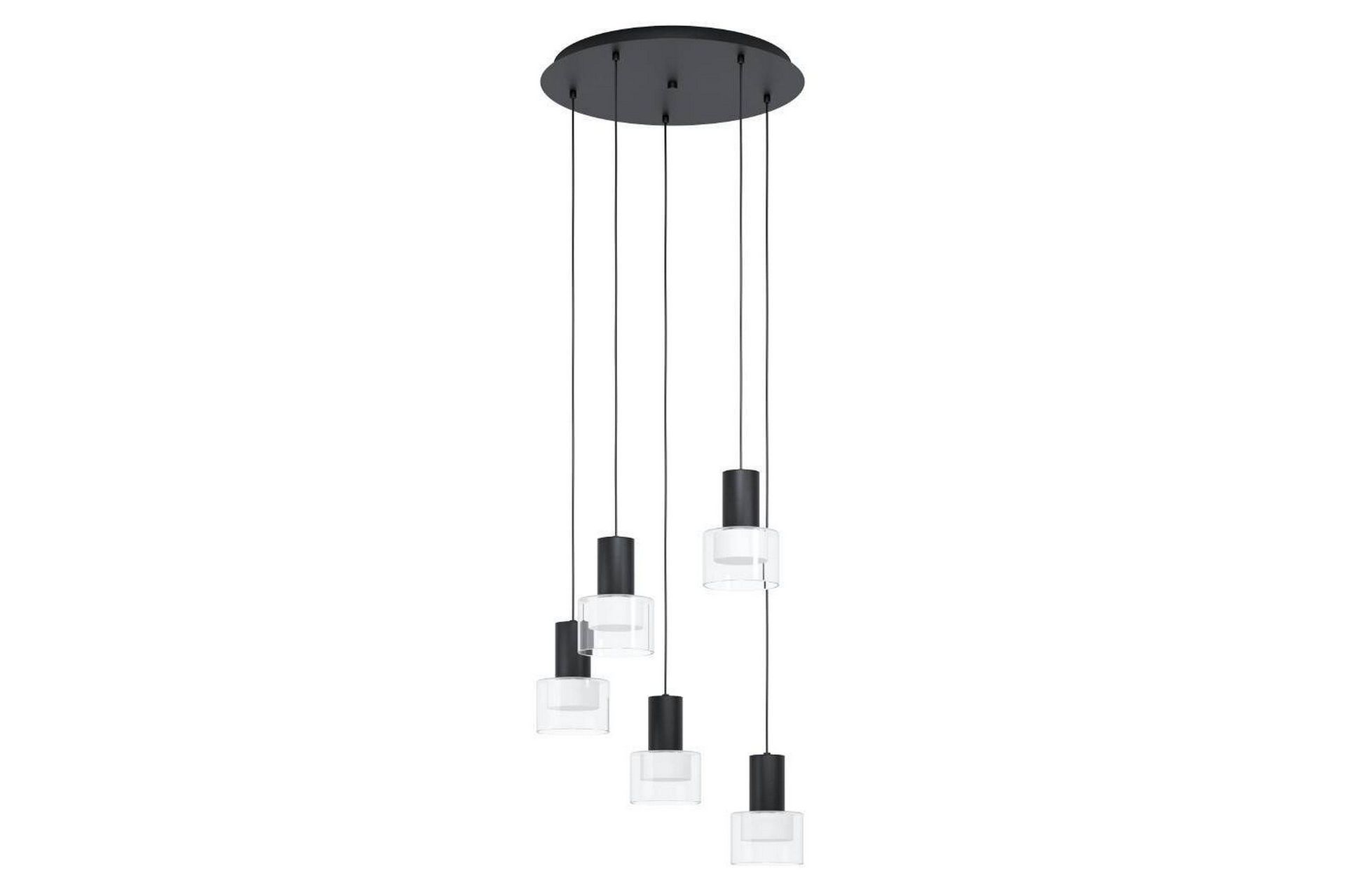 Takpendel Eglo Molineros Svart/Transparent Rondell med 5 Lampor -
