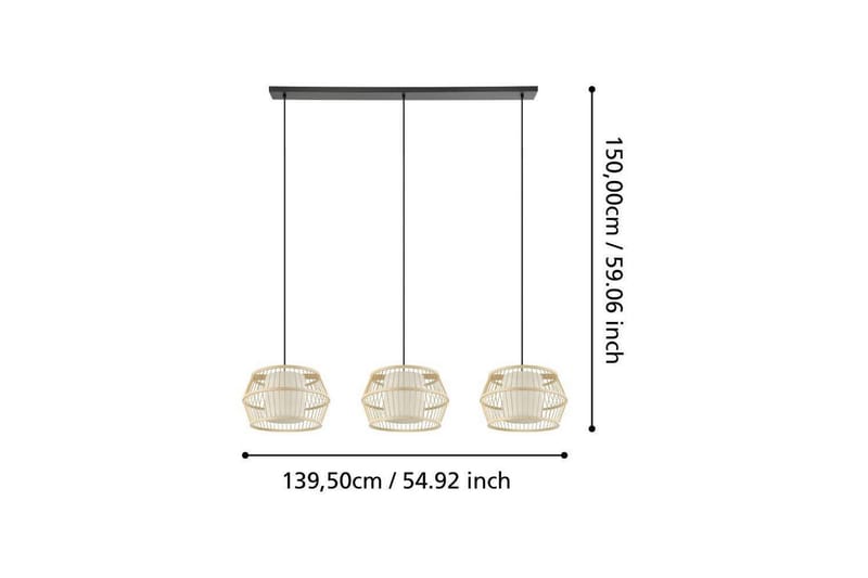Takpendel Eglo Monterroso Natur med 3 Lampor - Belysning - Inomhusbelysning & lampor - Fönsterlampor & fönsterbelysning - Fönsterlampa hängande
