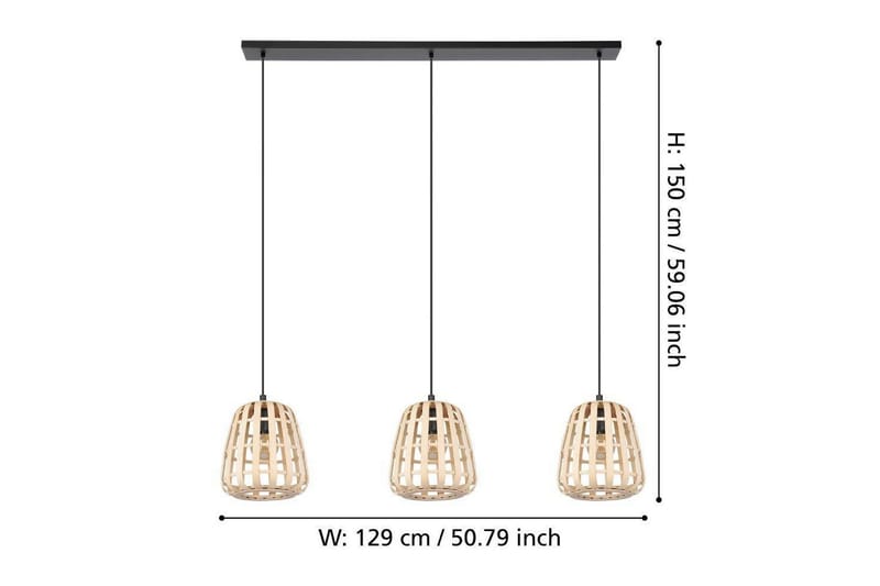 Takpendel Eglo Montezuelo Trä med 3 Lampor - Belysning - Inomhusbelysning & lampor - Fönsterlampor & fönsterbelysning - Fönsterlampa hängande