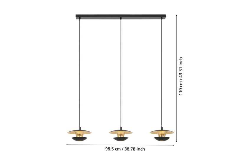 Takpendel Eglo Nuvano 3 Lampor - Svart/Guld - Belysning - Inomhusbelysning & lampor - Fönsterlampor & fönsterbelysning - Fönsterlampa hängande