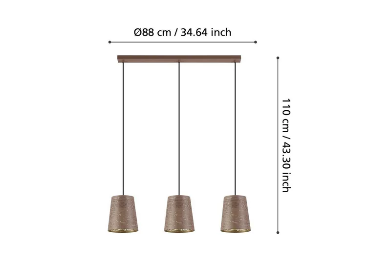 Takpendel Eglo Segezia med 3 Lampor - Brun/Guld - Belysning - Inomhusbelysning & lampor - Fönsterlampor & fönsterbelysning - Fönsterlampa hängande