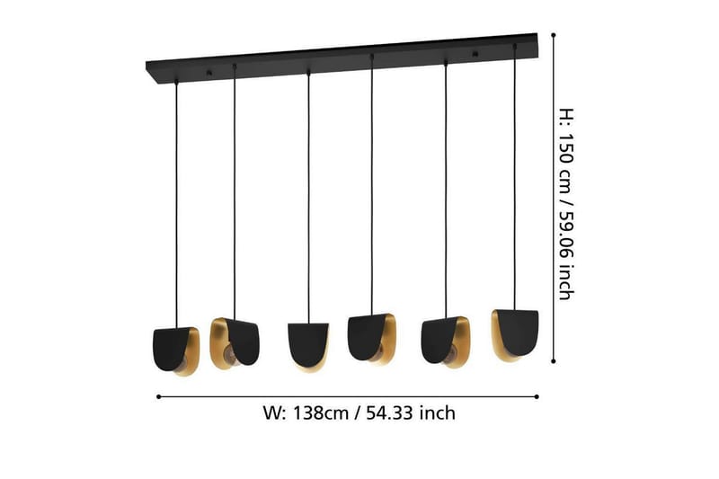Takpendel Eglo Serenara Svart/Guld med 6 Lampor - Belysning - Inomhusbelysning & lampor - Fönsterlampor & fönsterbelysning - Fönsterlampa hängande