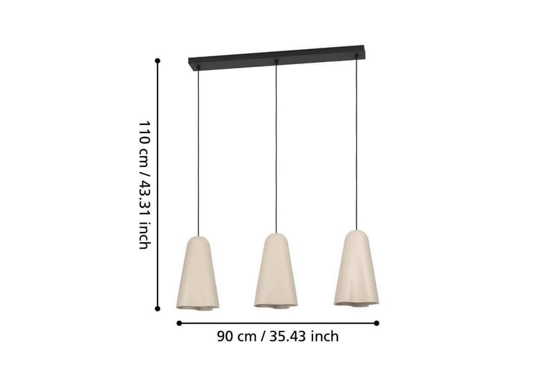Takpendel Eglo Tolleric Sand/Svart med 3 Lampor - Belysning - Inomhusbelysning & lampor - Fönsterlampor & fönsterbelysning - Fönsterlampa hängande