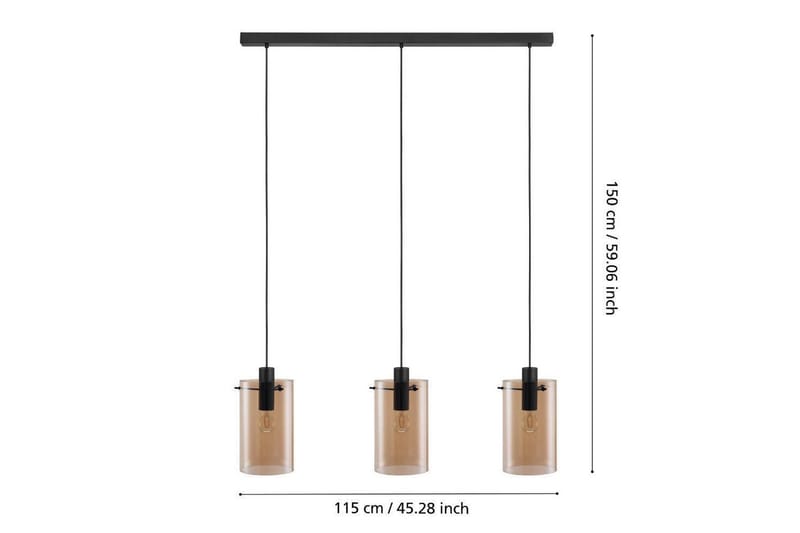 Takpendel Eglo Polverara Svart/Amber 3 Lampor - 3 Lampor - Belysning - Inomhusbelysning & lampor - Fönsterlampor & fönsterbelysning - Fönsterlampa hängande