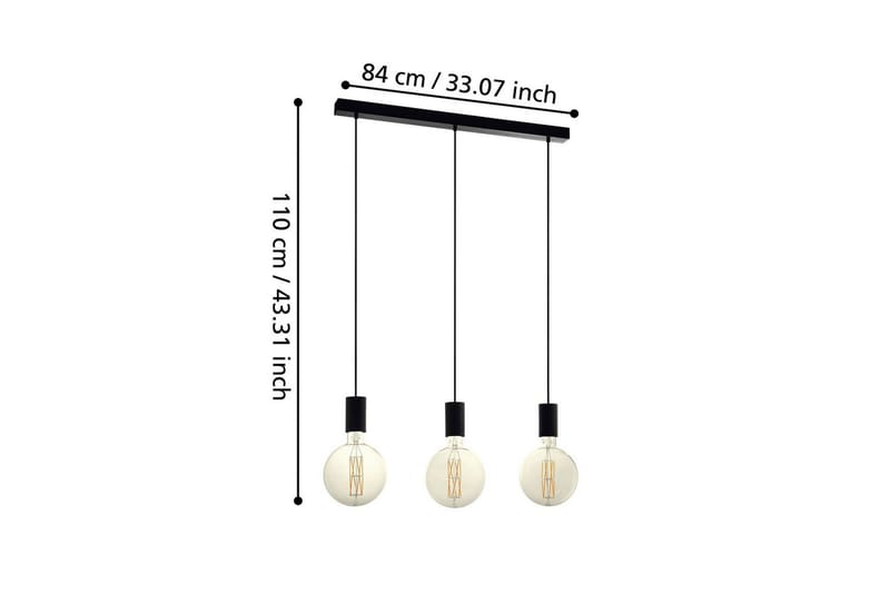 Takpendel Eglo Pozueta med 3 Lampor - Svart - Belysning - Inomhusbelysning & lampor - Fönsterlampor & fönsterbelysning - Fönsterlampa hängande