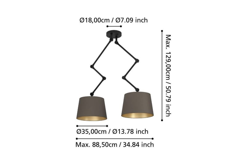 Takpendel Eglo Pistunio Cappuccino/Mässing/Svart med 2 Lampor - Belysning - Inomhusbelysning & lampor - Fönsterlampor & fönsterbelysning - Fönsterlampa h�ängande