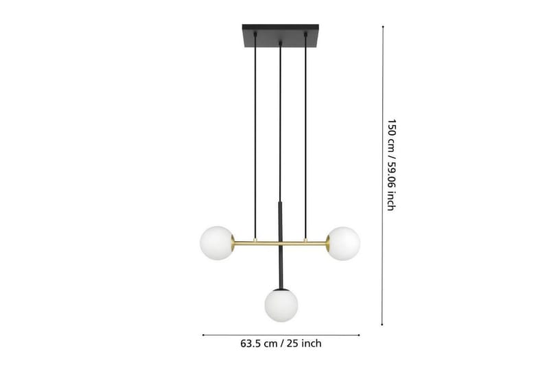 Takpendel Eglo Paz Opalvit/Svart Mässing med 3 Lampor - Belysning - Inomhusbelysning & lampor - Fönsterlampor & fönsterbelysning - Fönsterlampa hängande