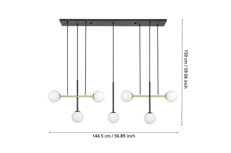 Takpendel Eglo Paz Opalvit/Svart Mässing med 7 Lampor - Belysning - Inomhusbelysning & lampor - Fönsterlampor & fönsterbelysning - Fönsterlampa hängande