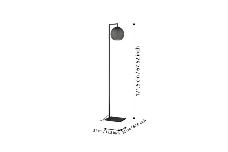 Golvlampa Eglo Arangona Svart/Grå - Belysning - Inomhusbelysning & lampor - Golvlampor & golvbelysning
