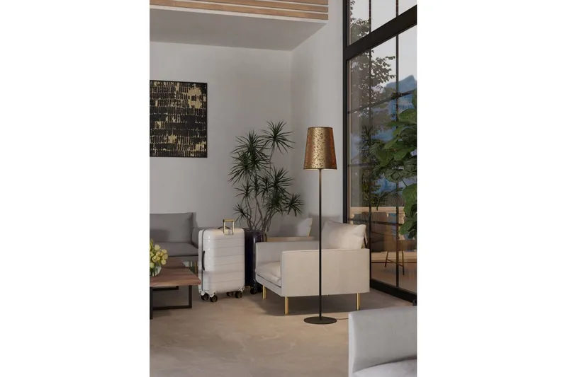 Golvlampa Eglo Castuera Guld med Rosblad - Belysning - Inomhusbelysning & lampor - Golvlampor & golvbelysning