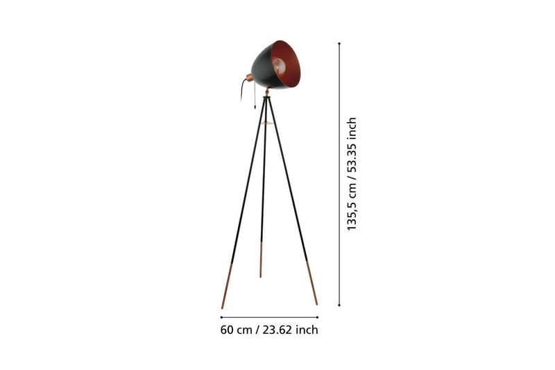 Golvlampa Eglo Chester - Svart/Koppar - Belysning - Inomhusbelysning & lampor - Golvlampor & golvbelysning