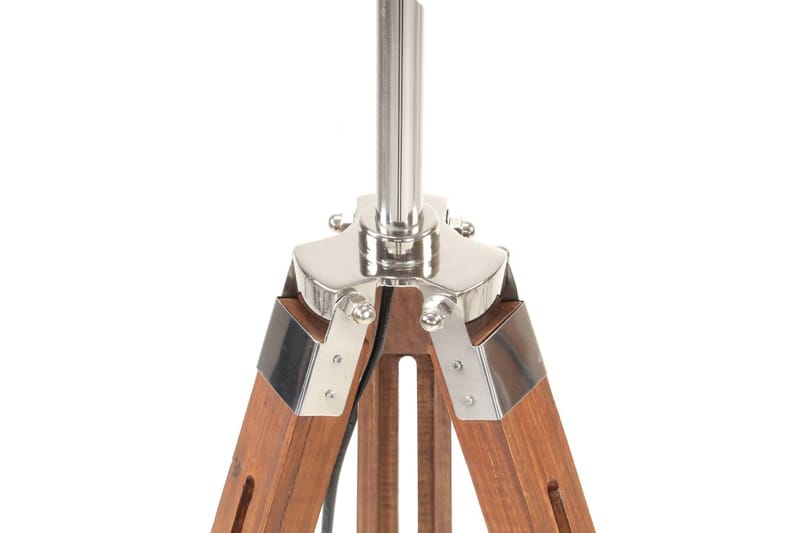 Golvlampa honungsbrun och grå massivt teakträ 141 cm - Brun - Belysning - Inomhusbelysning & lampor - Golvlampor & golvbelysning