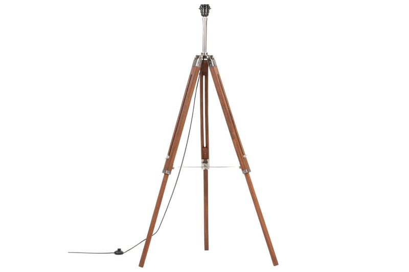 Golvlampa honungsbrun och grå massivt teakträ 141 cm - Brun - Belysning - Inomhusbelysning & lampor - Golvlampor & golvbelysning