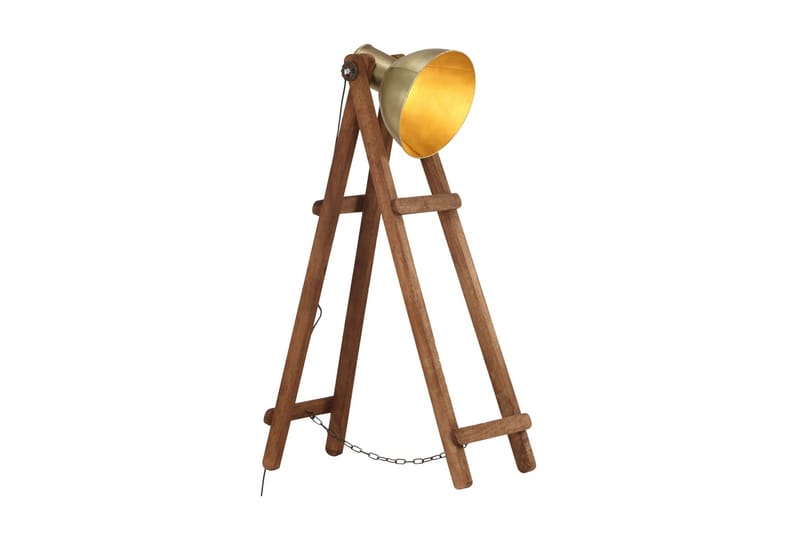 Golvlampa mässing E27 massivt mangoträ - Brun - Belysning - Inomhusbelysning & lampor - Golvlampor & golvbelysning