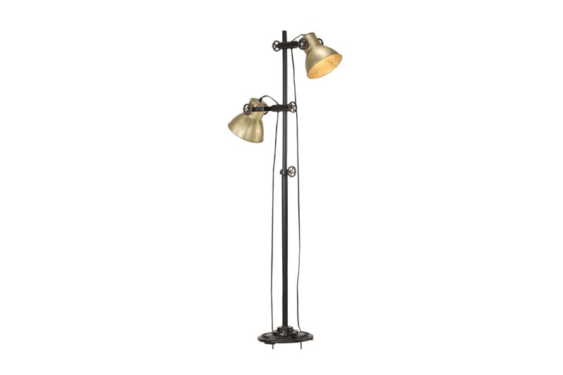 Golvlampa med 2 lampskärmar mässing E27 gjutjärn - Guld - Belysning - Inomhusbelysning & lampor - Golvlampor & golvbelysning
