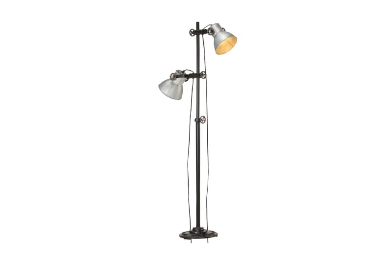 Golvlampa med 2 lampskärmar silver E27 gjutjärn - Silver - Sovrumslampa - Golvlampor & golvbelysning