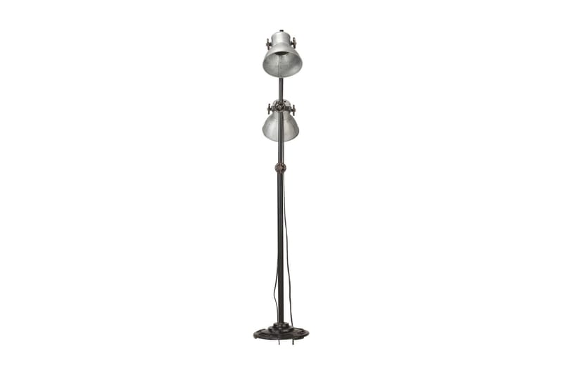 Golvlampa med 2 lampskärmar silver E27 gjutjärn - Silver - Belysning - Inomhusbelysning & lampor - Golvlampor & golvbelysning