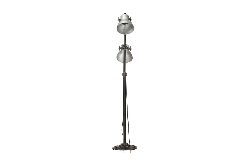 Golvlampa med 2 lampskärmar silver E27 gjutjärn - Silver - Sovrumslampa - Golvlampor & golvbelysning
