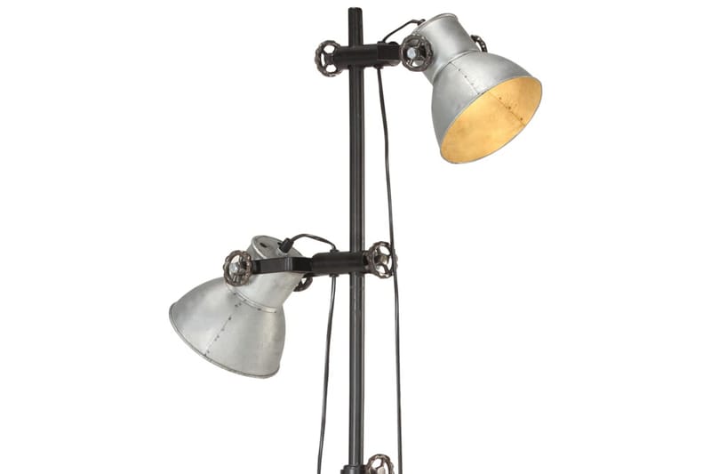 Golvlampa med 2 lampskärmar silver E27 gjutjärn - Silver - Belysning - Inomhusbelysning & lampor - Golvlampor & golvbelysning